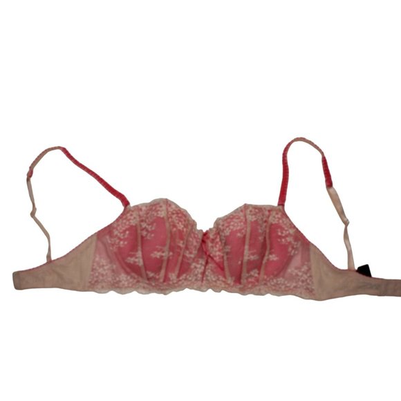 Heidi Klum Intimates Sz 36D Sofia Contour Bra Salmon Pink Cream Lace Cup H75-261 - Picture 4 of 9